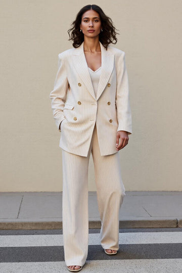 ivoire 2 pièces pointe revers double boutonnage femmes costumes